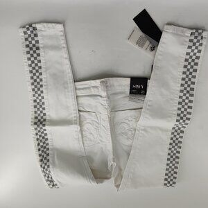SIWY Hannah Skinny Jeans White/Checkered Side Panels Size 25